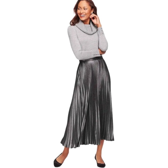 Talbots Dresses & Skirts - Talbots Midi Skirt Accordion Pleat Silver Metallic Sz 8P
